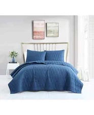 VCNY Seventh Studio Textured Chevron Pinsonic 3-Pc. Quilt Set - KING - Ink Blue