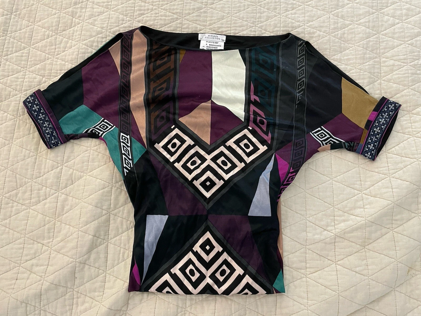 Abito a tubino in jersey stampa spalle fredde VERSACE COLLECTION taglia 40 850€