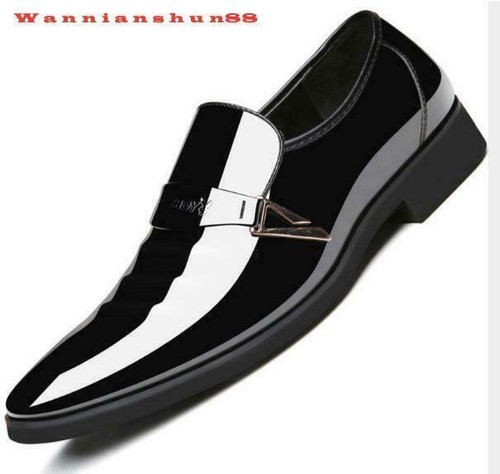 Mens pointy toe slip on Formal patent leather wedding casual Dress