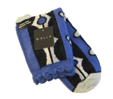 B. Ella Ladies 65% X-Fine Merino Wool Blend Crew Socks Lola Mod Art Blue Black