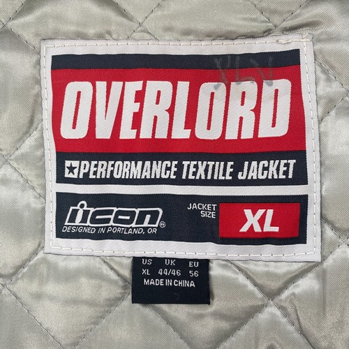Icon Overlord Performance Textile Motorcycle Jacket w Liner Black White Sz XL 56 - Picture 16 of 20