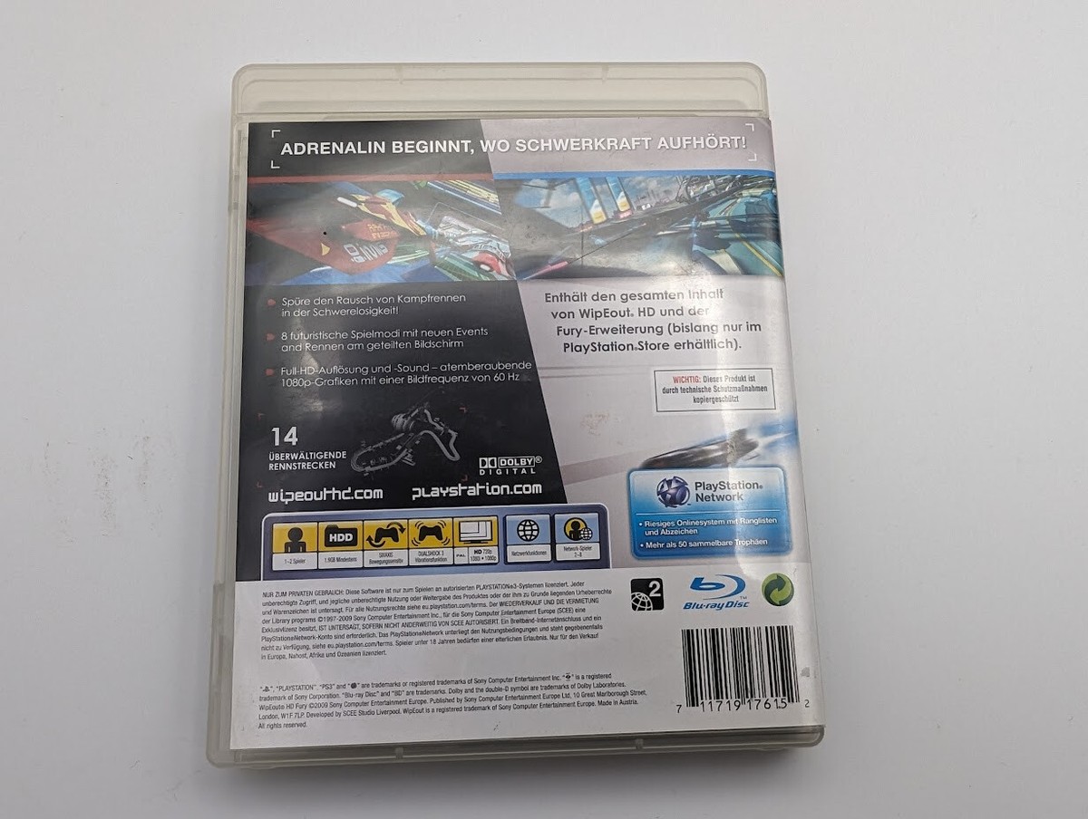 WipeOut HD Fury - PS3 Game - PlayStation 3 - German Case