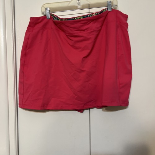 Lands' End Skort Size 26W 3X Deep Raspberry Pink Skirt Built In Shorts Pockets - Picture 2 of 13