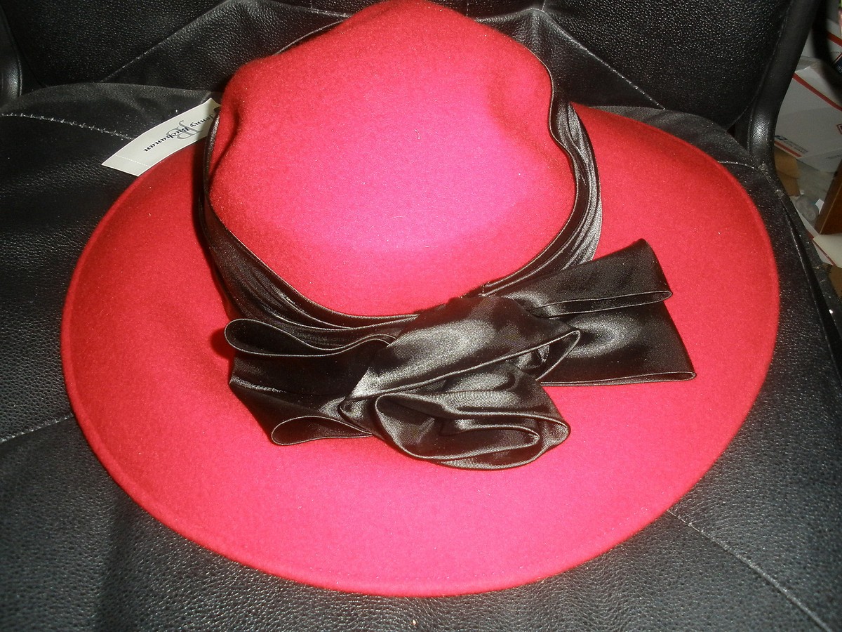 NEW red hat with black bow Jenny Buchanan $50.00 NWT 100  display picture 1