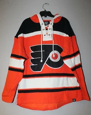 New NHL Philadelphia Flyers old time jersey style mid weight cotton hoody men S