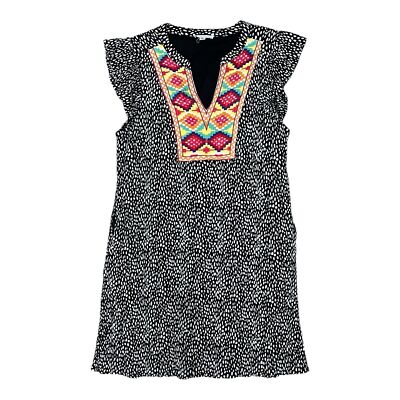 THML Black Embroidered Cheyenne Shift Dress M | eBay
