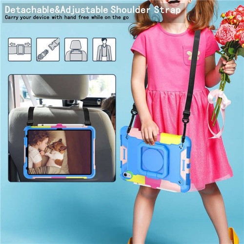 For iPad(A16) 11th Gen 2025 Kids Shockproof Rotate Stand Case Cover With Strap - Picture 15 of 94