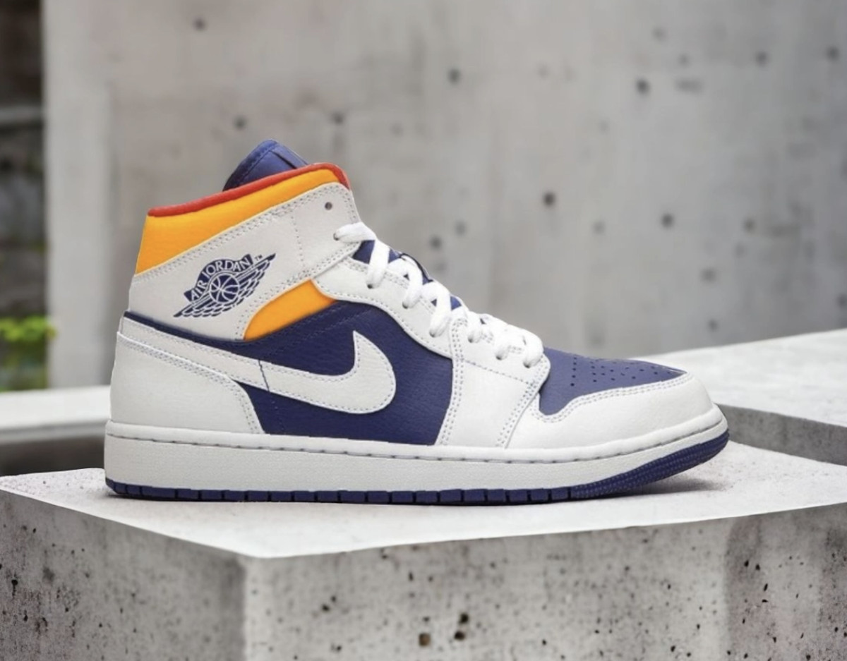 nike air jordan 1 mid white laser orange deep royal blue