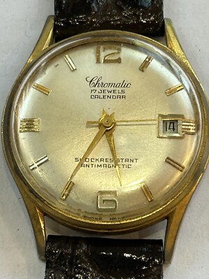 Super Rare Working Chromatic Brand 17 Jewel Calendar Watch | eBay