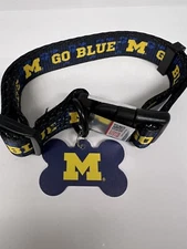 RARE! Michigan Wolverines Pet Collar & Tag Set IPG Team Sports FAST FREE SHIP!