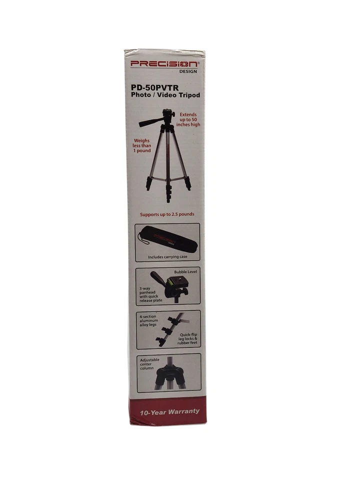 Camera Tripod Precision Design PD-50PVTR with Carrying Case 50" Compact Travel - Image 4 of 4