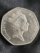1997 Queen Elizabeth II D.G.REG.F.D.RARE 50 Fifty Pence UK Coin Collector, C/N