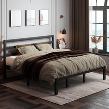 Metal Bed Frame Twin/Full/Queen/King with Iron Headboard Underbed Storage Space