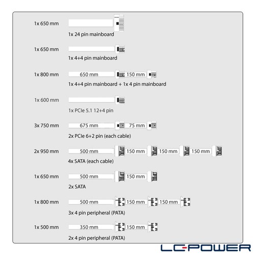 LC-Power - Netzteil LC1000MW V3.1 - 1000 Watt - ATX V3.1 - PCIe 5.1 - 80+ Gold - Bild 13 von 16