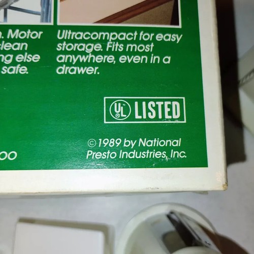 Vtg 1989 PRESTO SALAD SHOOTER 02910 NEW IN BOX Electric slicer/shredder NIB - Picture 4 of 4