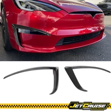 Fits 21-25 Tesla Model S Revozport Style Carbon Fiber Front Bumper Canard 2PCS