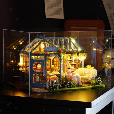 1/24 Miniatur DIY Dollhouse Kit Mit Light Model Garden Cake Shop Kindergeschenk