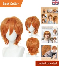 Fluffy Straight Ginger Wig for Anime - 12 Inch Layered Men’s & Women’s Cosplay