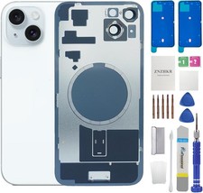 15 Plus Back Glass Replacement with Metal Camera Frame Magnet for iPhone 15