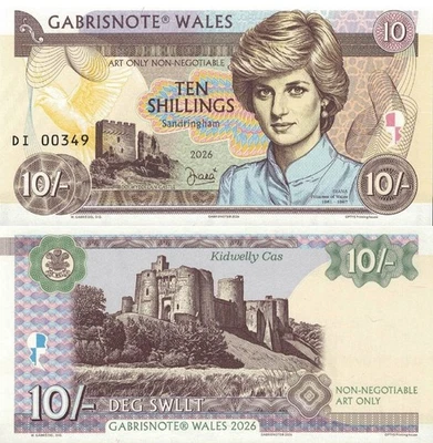 Matej Gabris England 10 Shillings 2026 UNC Diana Fantasy Banknote Series DI - Image 1 of 4