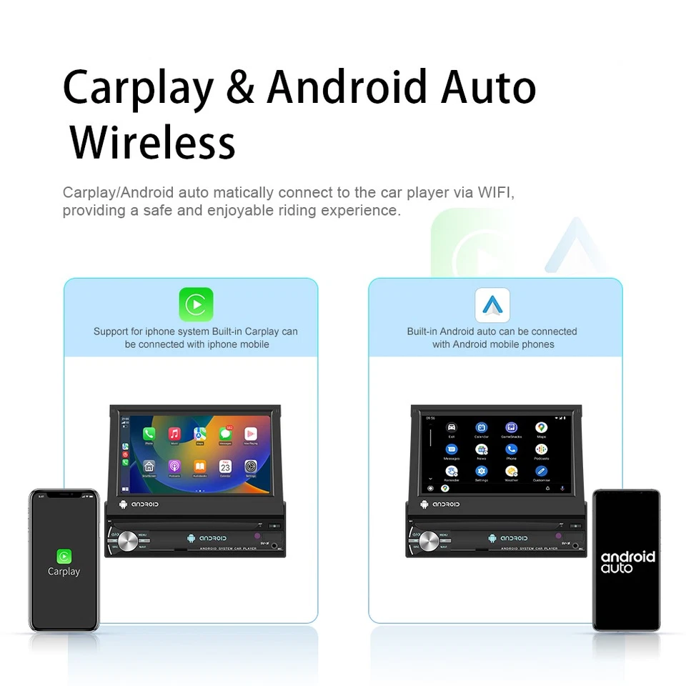 DAB+ 2+64G 1 DIN 7 Zoll Flip Out Android 15 Carplay Autoradio GPS Navi WIFI BT - Bild 4 von 4