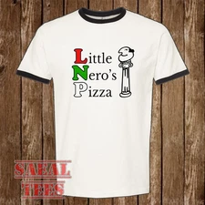 Home Alone Little Nero's Pizza Men's Ringer Black Size S-3XL