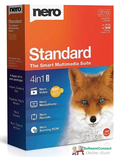 Nero 2019 Standard Multimedia Suite for Windows 11, 10 - 4 Programs in one!