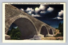 NC-North Carolina, Moonlight Over Linville River On Blue Ridge Vintage Postcard
