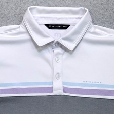Travis Mathew Polo Shirt Men's Medium White Golf Performance Lightweight Logo