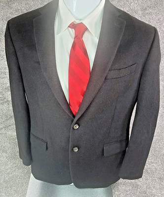 Polo Ralph Lauren Blazer Mens 40 R Regular Black Camel Hair Jacket Sport Coat