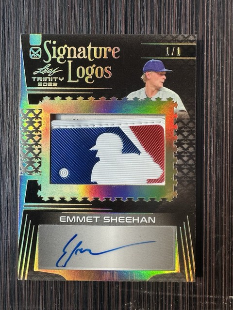 EMMET SHEEHAN 2023 LEAF TRINITY SIGNATURE LOGOS MLB LOGO #LA-ES1 1/1 DODGERS RC