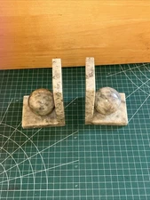 Vintage Italian Alabaster Marble Rock Bookends W Spheres Balls Unique Rare 