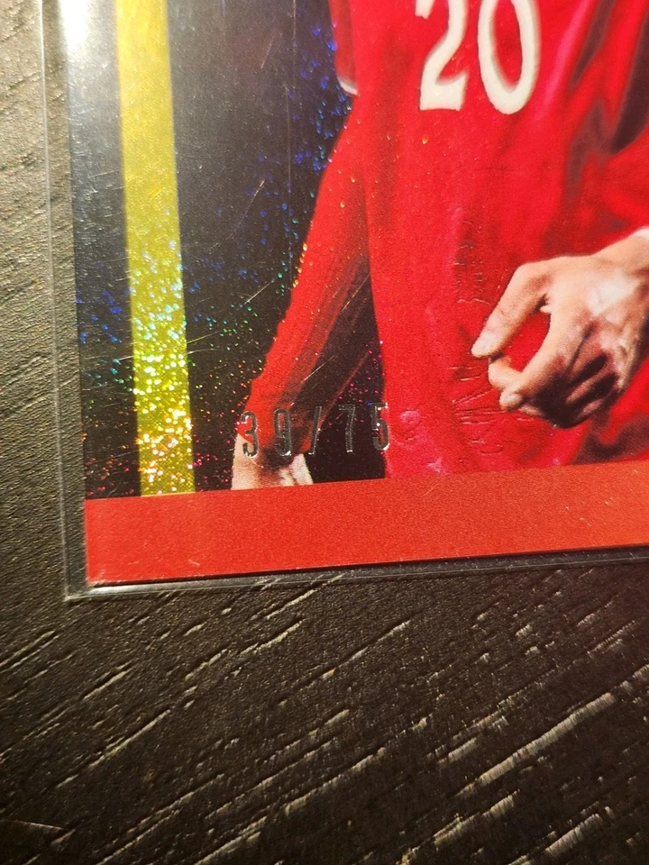 2018-19 Donruss Soccer Tribute Set Yussuf Poulsen Black Gold Sparkle #DT-13  /75 - Image 3 of 3