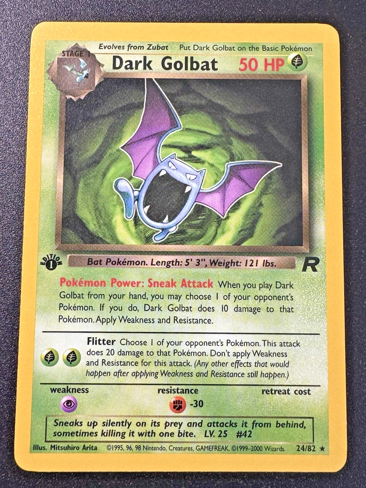 1st Edition Dark Golbat 24/82 Team Rocket Pokemon Card Rare Near Mint