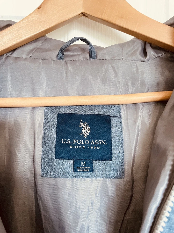 U.S. Polo Assn. Chaqueta acolchada para hombre Abrigo gris/azul bloqueado de color talla M Foto 4 de 4