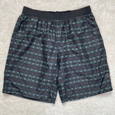 PrAna Mojo Shorts Mens L Black Cenote Pattern Hybrid Quick Dry Swim Hike