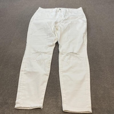 American Eagle Super Hi Rise Jegging Jeans Womens 18 White Distressed Stretch