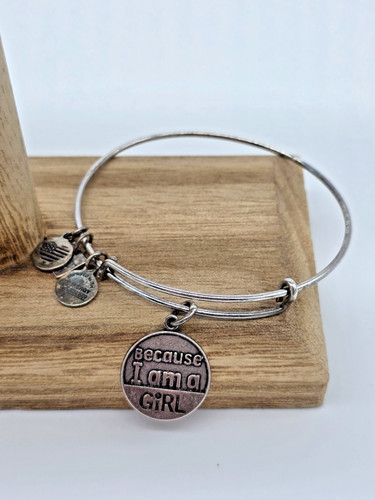 Alex and Ani BECAUSE I AM A GIRL Charity By Design Rafaelian Silver Charm Bangle
