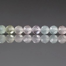 4mm Multi Aquamarine Beads Faceted Round Natural Gemstone 15" Strand DIY Jewelry