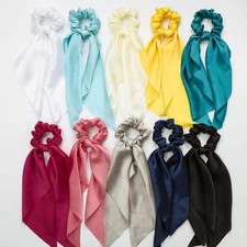Solid Color Knotted Ribbon Hair Tie Scrunchies