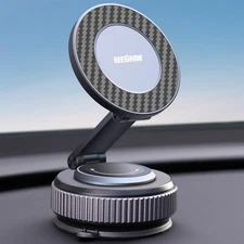 BEEGROW Magnetic Car Phone Holder for Magsafe, Alloy 360° Carbon Fiber 
