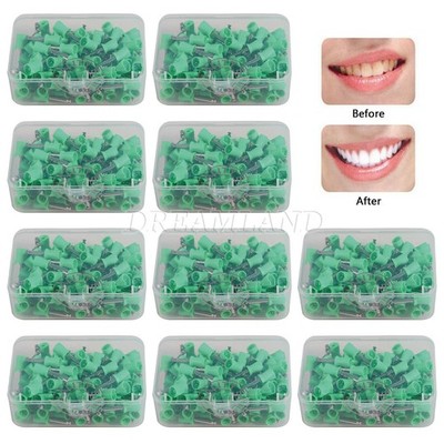 1000 pcs Dental Latch Type Tooth Polishing Prophy Cups Rubber Tooth Polish green