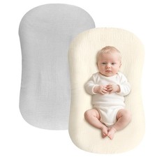 Baby Lounger Cover 2 Pack - 100 Muslin Cotton Newborn Lounger Pillow Covers ...