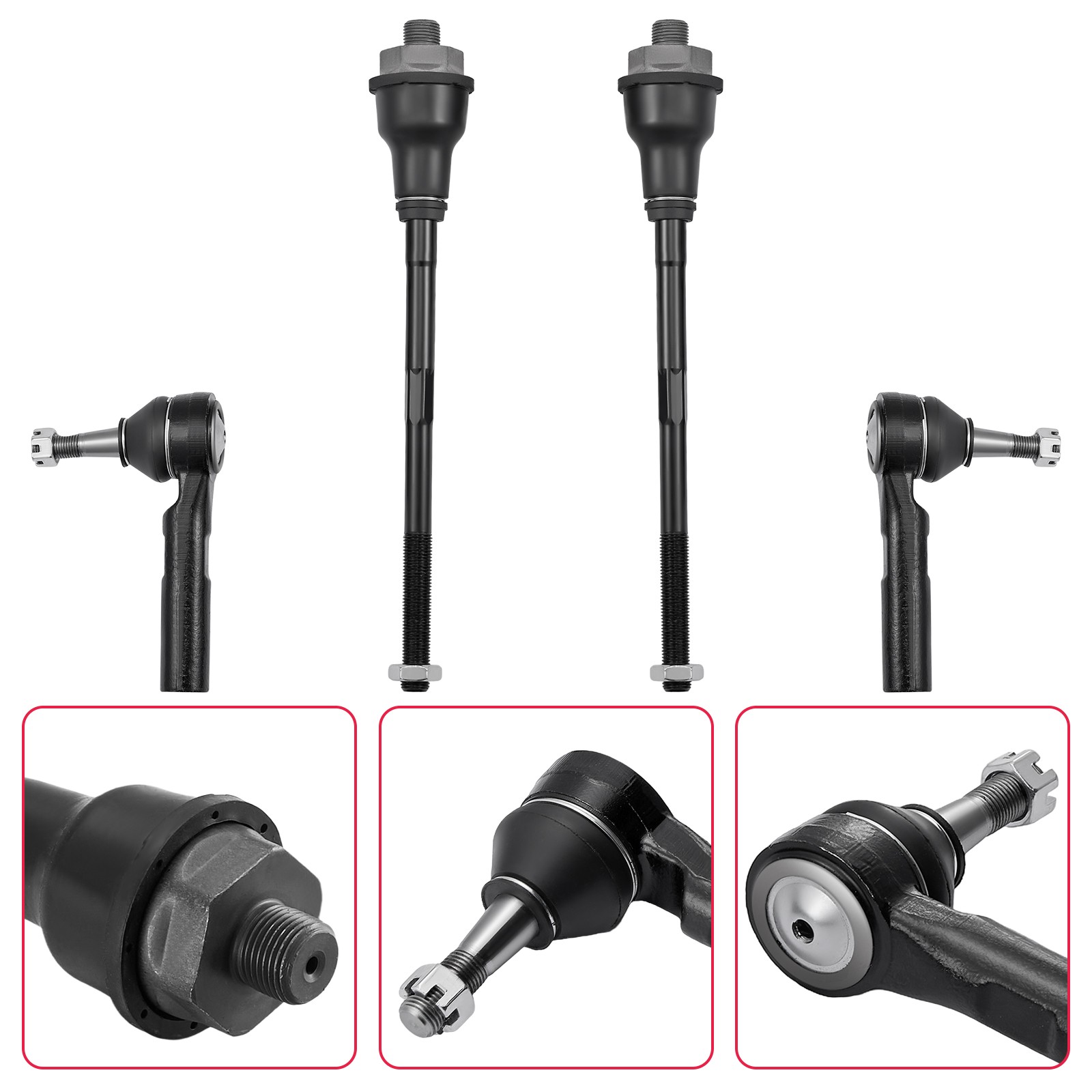 4pcs Front Inner & Outer Tie Rod Ends Kit For 1999-2006 GMC Sierra 1500 ES3488
