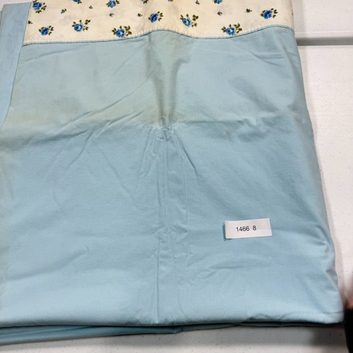 vintage springmaid twin flat sheet blue floral edge cotton mcm retro - Picture 12 of 13