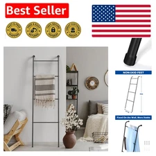 Elegant Black Blanket Ladder - Stylish Towel Rack & Quilt Stand for Home Decor
