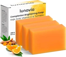 lunavia Kojic Acid Dark Spot Remover Soap Bar with Vitamin C, Turmeric, Retin