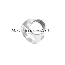 Oval Cut Semi Mount Ring 925 Sterling Silver Bezel CZ Setting Men Mount Ring 90