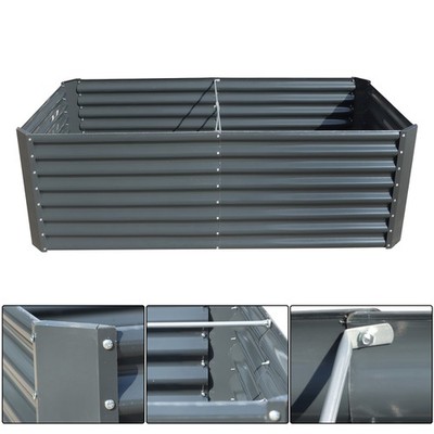 6x3x2 Ft Outdoor Metal Raised Garden Bed Deep Root Box Planter For Vegetables