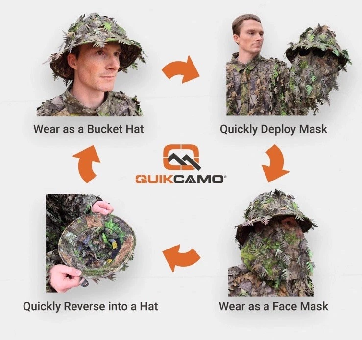 (2 PACK) 3D Camo 2 In 1 Hat/Mask Adjustable Camouflage Leafy Hunting Hood - Image 2 of 3